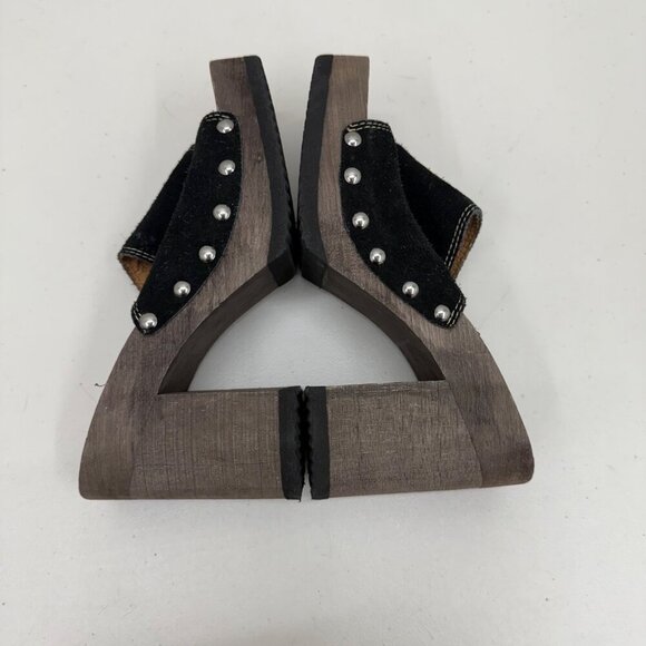 VTG Candies Wood Platform Y2K Black Suede Stud Clog Slide Sandals Shoes Womens 9 - Picture 6 of 9